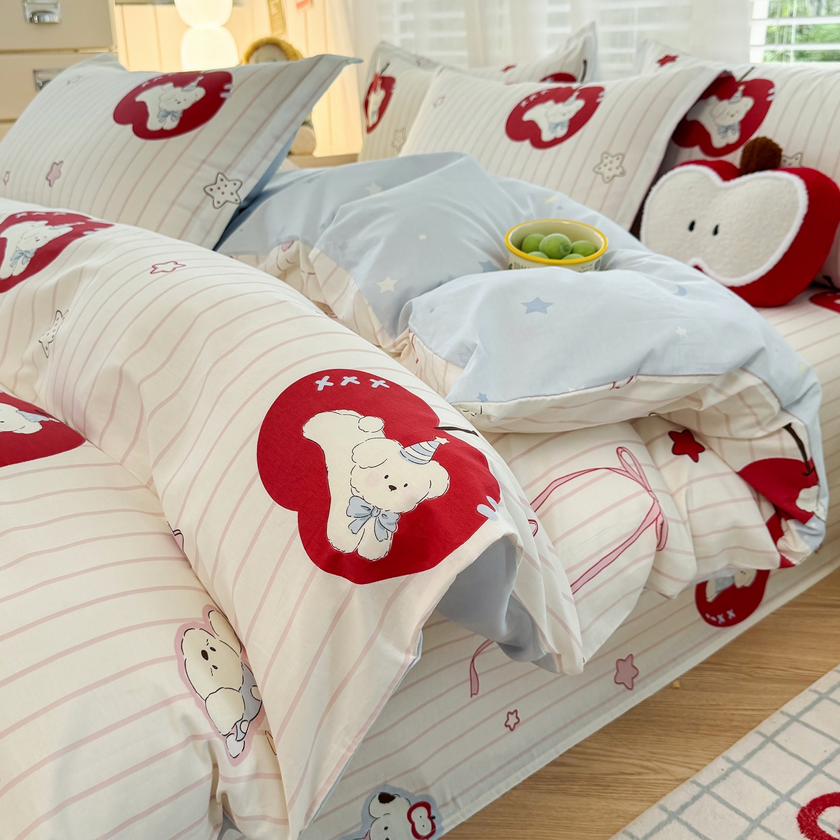 91家纺网 家纺一手货源 找家纺 尚帛 2026新款全棉品质喷气印花爆款四件套 多规格套件 单品系列-单被套 派对柯基