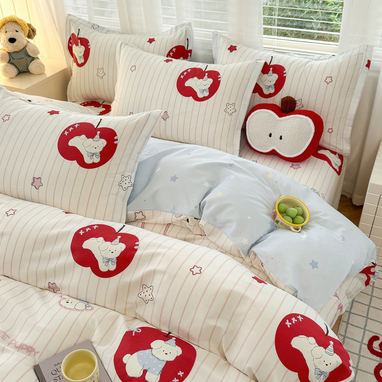 91家纺网 家纺一手货源 找家纺 尚帛 2026新款全棉品质喷气印花爆款四件套 多规格套件 单品系列-单被套 派对柯基