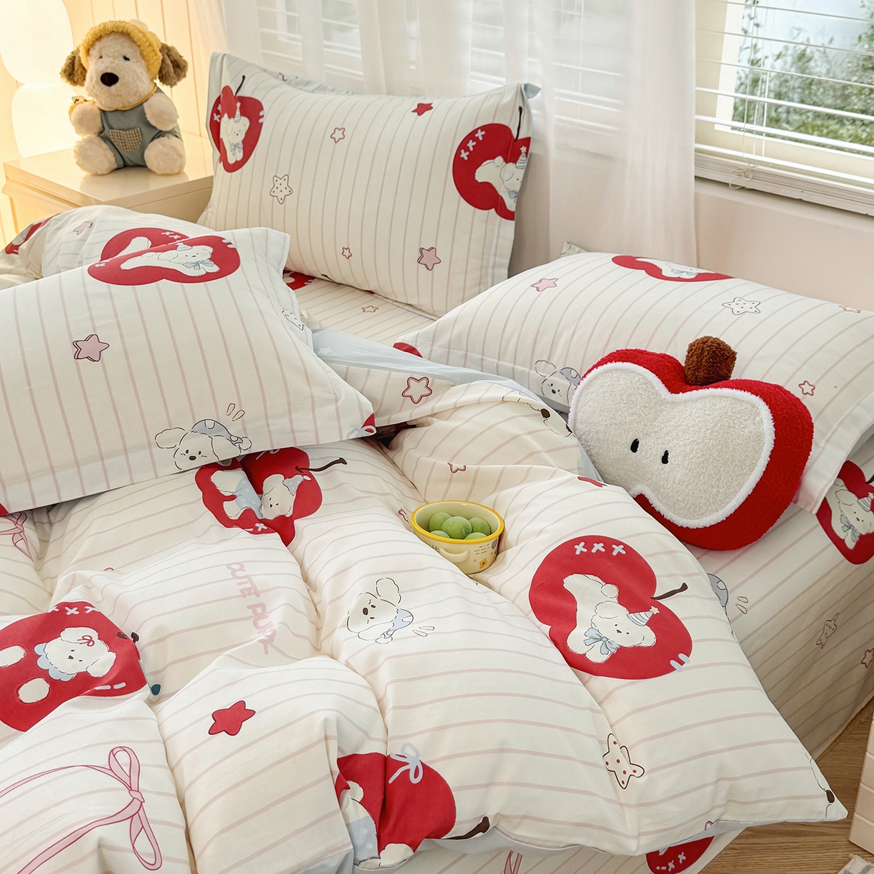 91家纺网 家纺一手货源 找家纺 尚帛 2026新款全棉品质喷气印花爆款四件套 多规格套件 单品系列-单被套 派对柯基