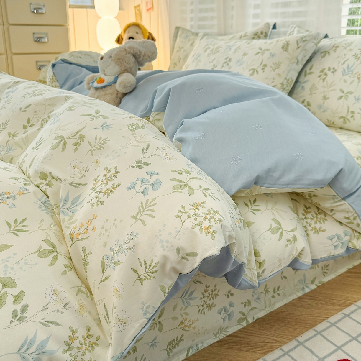 91家纺网 家纺一手货源 找家纺 尚帛 2026新款全棉品质喷气印花爆款四件套 多规格套件 单品系列-单被套 浅草繁花