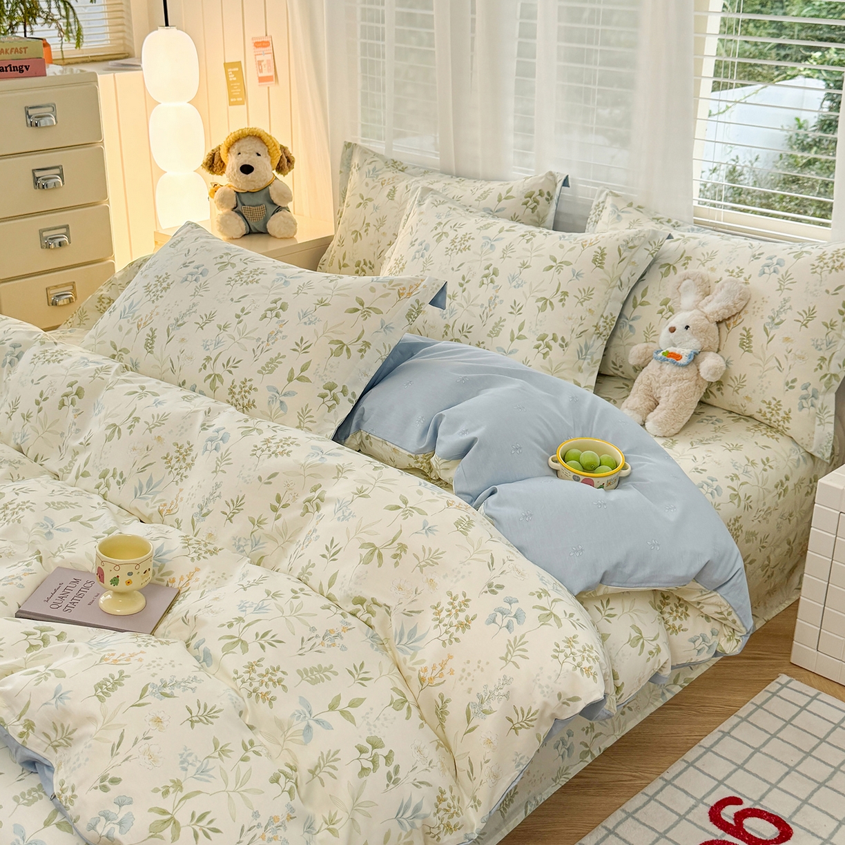 91家纺网 家纺一手货源 找家纺 尚帛 2026新款全棉品质喷气印花爆款四件套 多规格套件 单品系列-单被套 浅草繁花