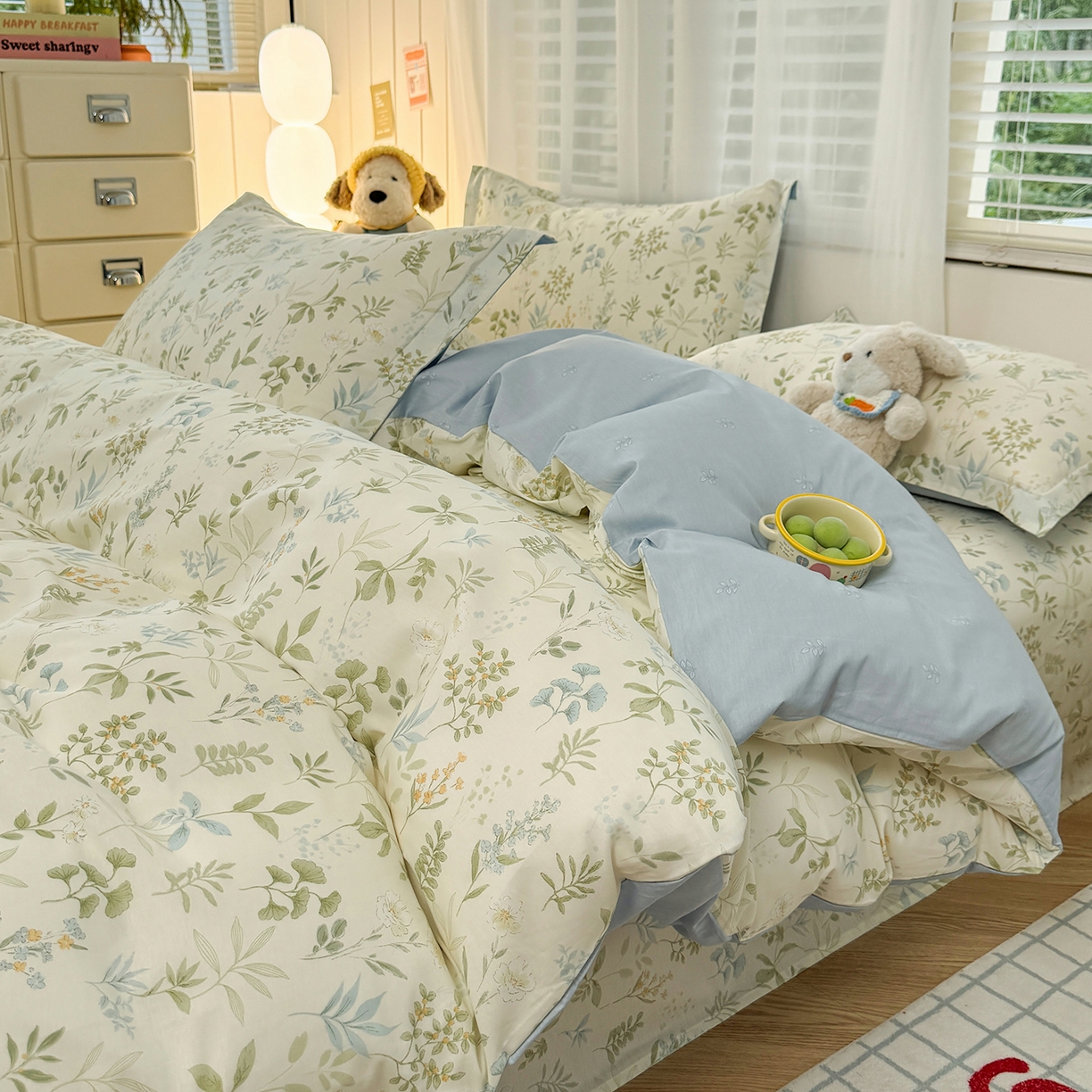 91家纺网 家纺一手货源 找家纺 尚帛 2026新款全棉品质喷气印花爆款四件套 多规格套件 单品系列-单被套 浅草繁花