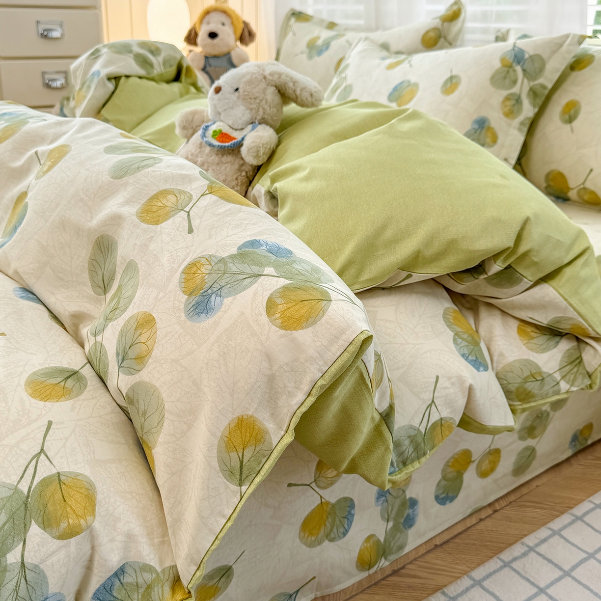 91家纺网 家纺一手货源 找家纺 尚帛 2026新款全棉品质喷气印花爆款四件套 多规格套件 单品系列-单被套 秋飘铃