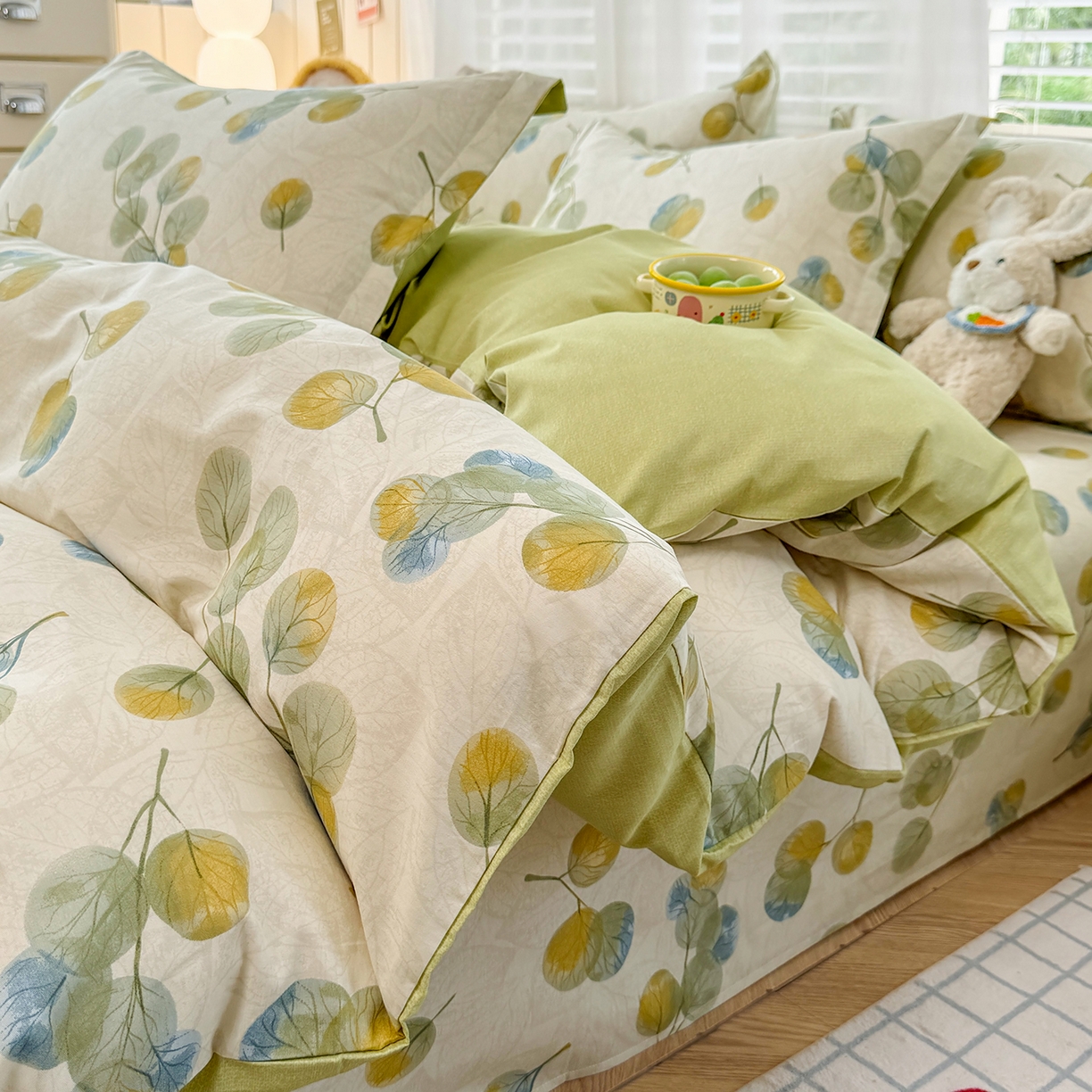 91家纺网 家纺一手货源 找家纺 尚帛 2026新款全棉品质喷气印花爆款四件套 多规格套件 单品系列-单被套 秋飘铃