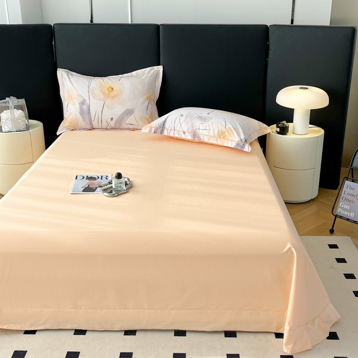 91家纺网 家纺一手货源 找家纺 艾迪尚家纺 2026新款133X76宽幅全棉纯棉印花单品床单 床单单件 星荷-桔