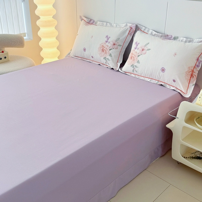 91家纺网 家纺一手货源 找家纺 艾迪尚家纺 2026新款133X76宽幅全棉纯棉印花单品床单 床单单件 长相思-紫