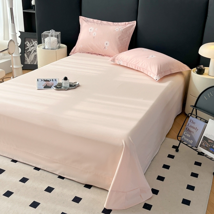 艾迪尚家纺 2026新款133X76宽幅全棉纯棉印花单品床单 床单单件 南意-粉