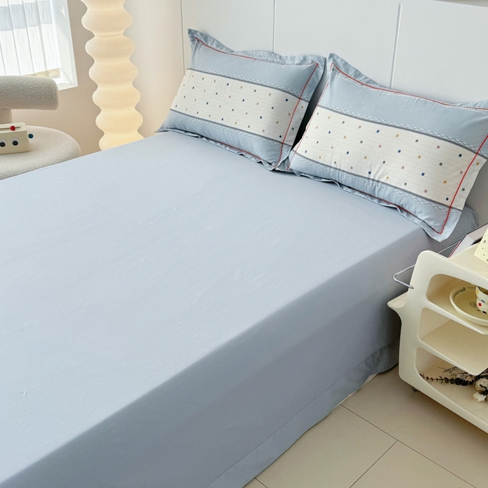 91家纺网 家纺一手货源 找家纺 艾迪尚家纺 2026新款133X76宽幅全棉纯棉印花单品床单 床单单件 时尚韵律-蓝