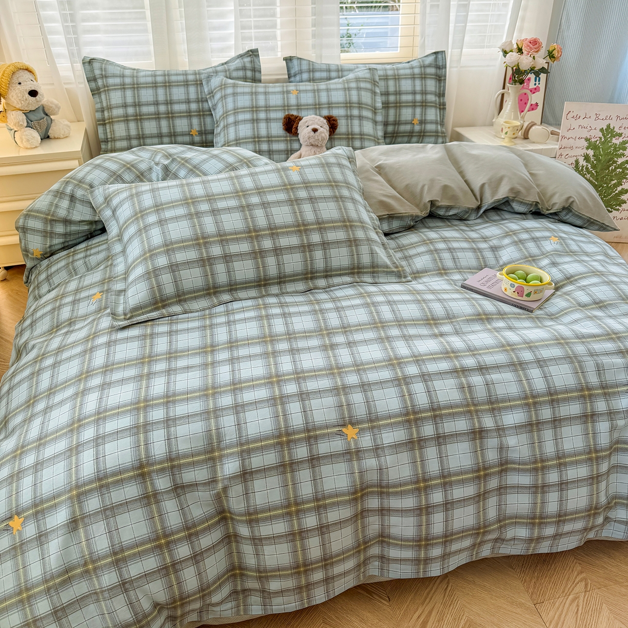 91家纺网 家纺一手货源 找家纺 尚帛 2026新款全棉品质喷气印花爆款四件套 多规格套件 单品系列-单被套 闪耀的星