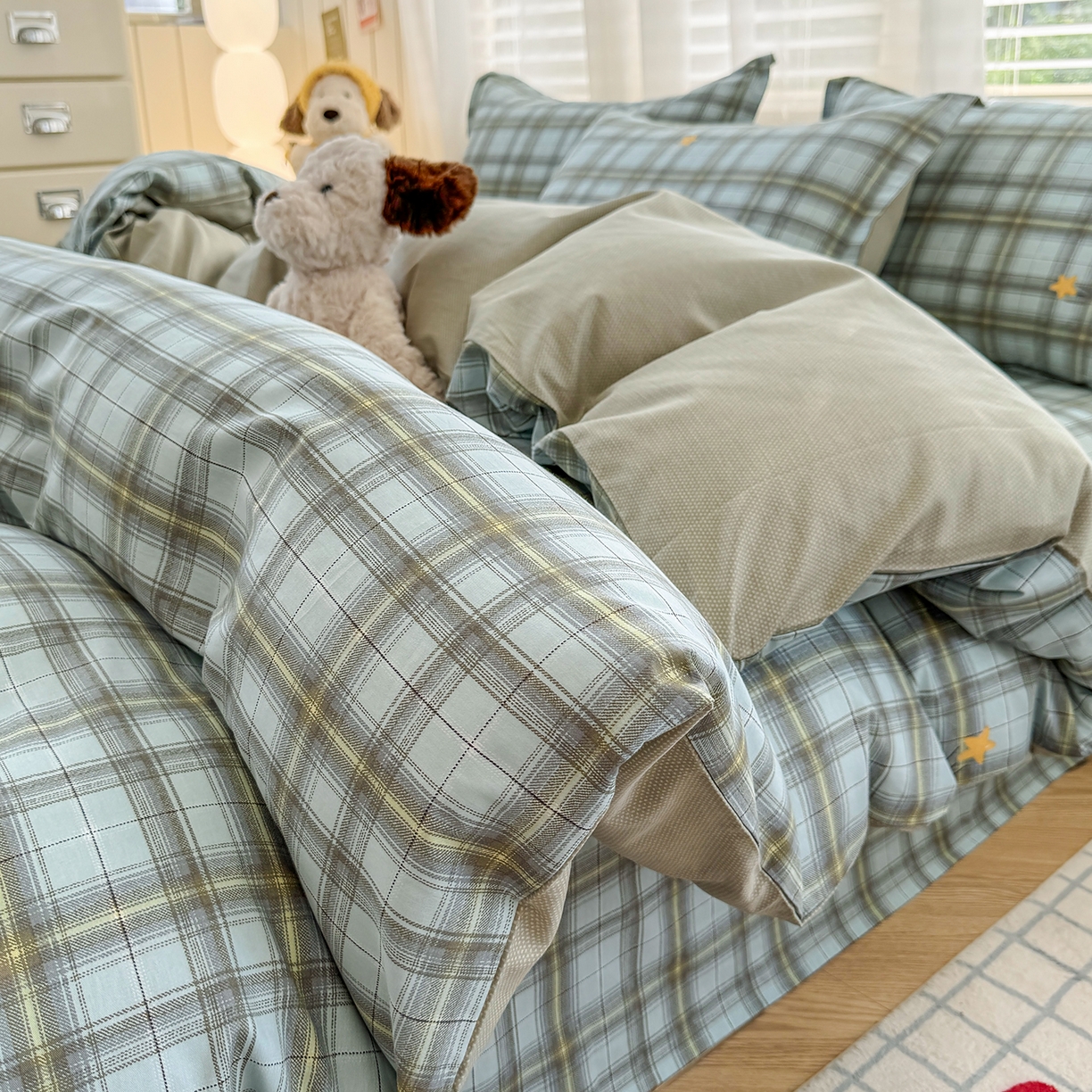 91家纺网 家纺一手货源 找家纺 尚帛 2026新款全棉品质喷气印花爆款四件套 多规格套件 单品系列-单被套 闪耀的星