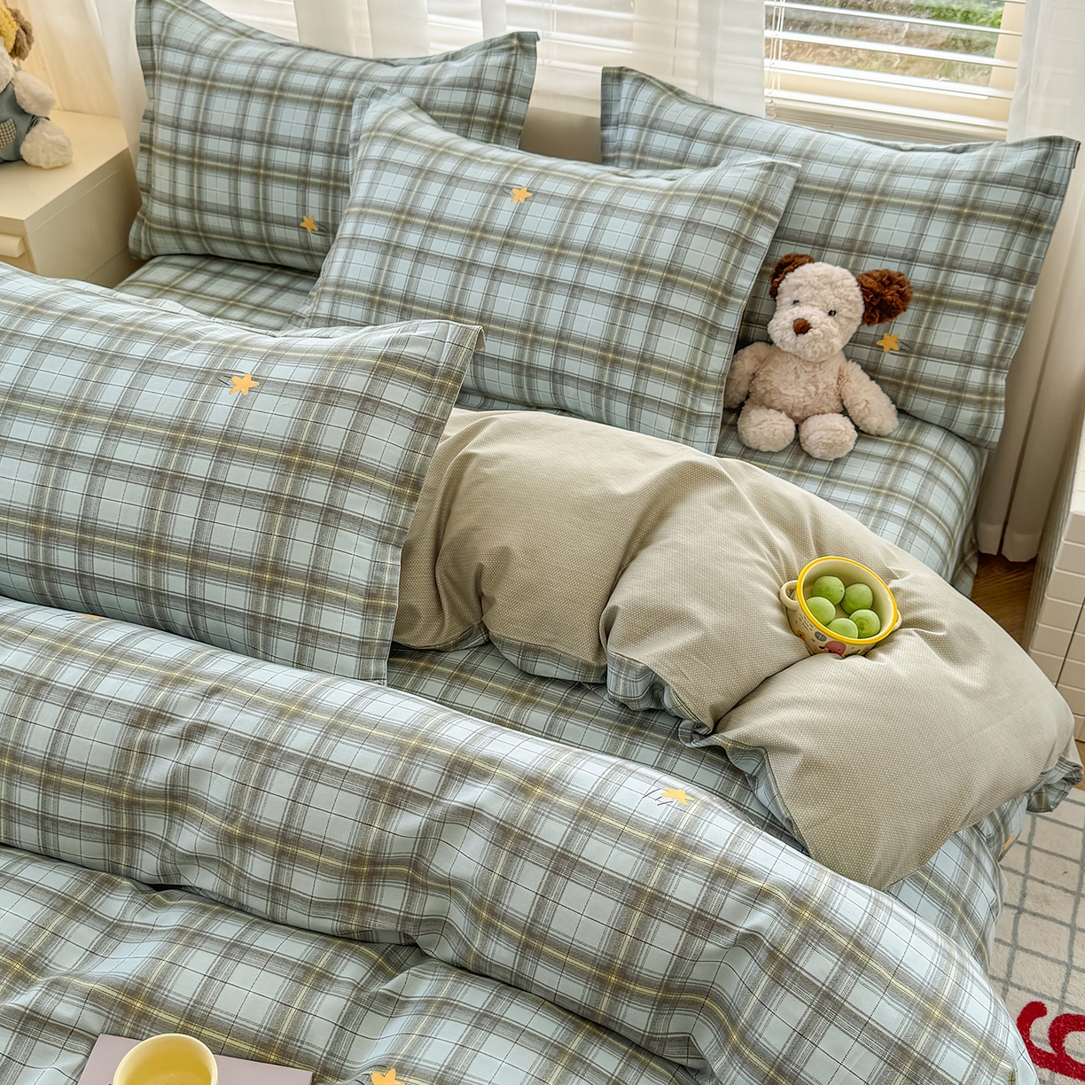 91家纺网 家纺一手货源 找家纺 尚帛 2026新款全棉品质喷气印花爆款四件套 多规格套件 单品系列-单被套 闪耀的星