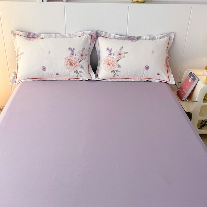 91家纺网 家纺一手货源 找家纺 艾迪尚家纺 2026新款133X76宽幅全棉纯棉印花单品床单 床单单件 长相思-紫