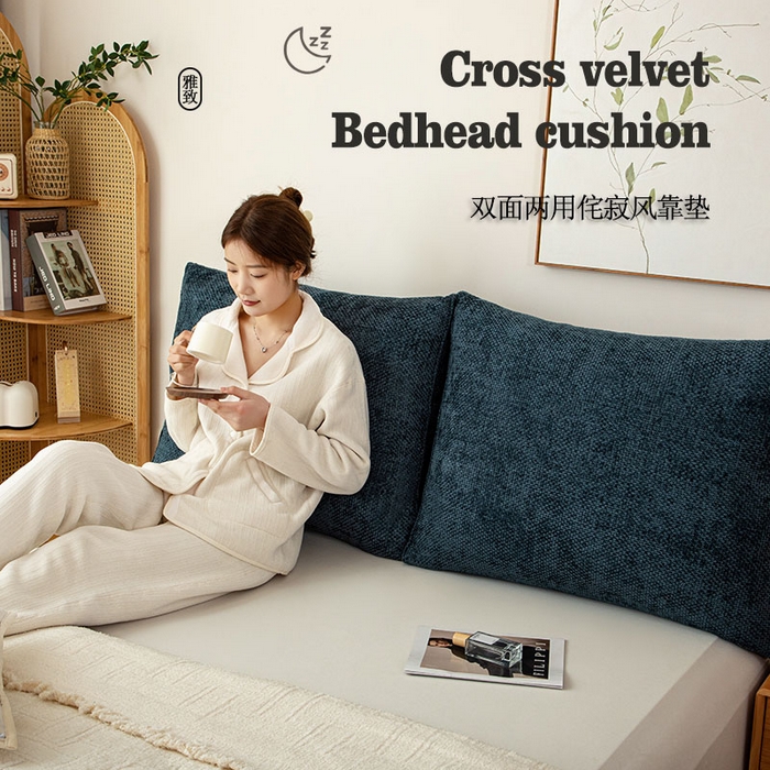 91家纺网 家纺一手货源 找家纺 沐沐家纺 2026新款十字绒立体面包枕 复古蓝