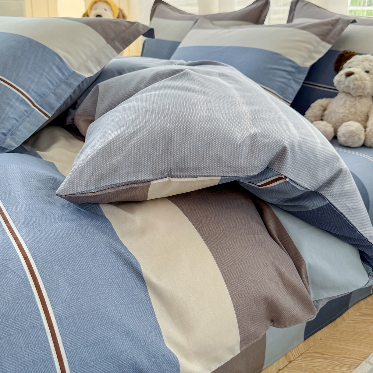 91家纺网 家纺一手货源 找家纺 尚帛 2026新款全棉品质喷气印花爆款四件套 多规格套件 单品系列-单被套 时尚慕斯