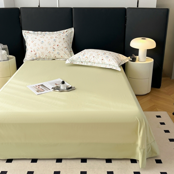 91家纺网 家纺一手货源 找家纺 艾迪尚家纺 2026新款133X76宽幅全棉纯棉印花单品床单 床单单件 萌动-绿