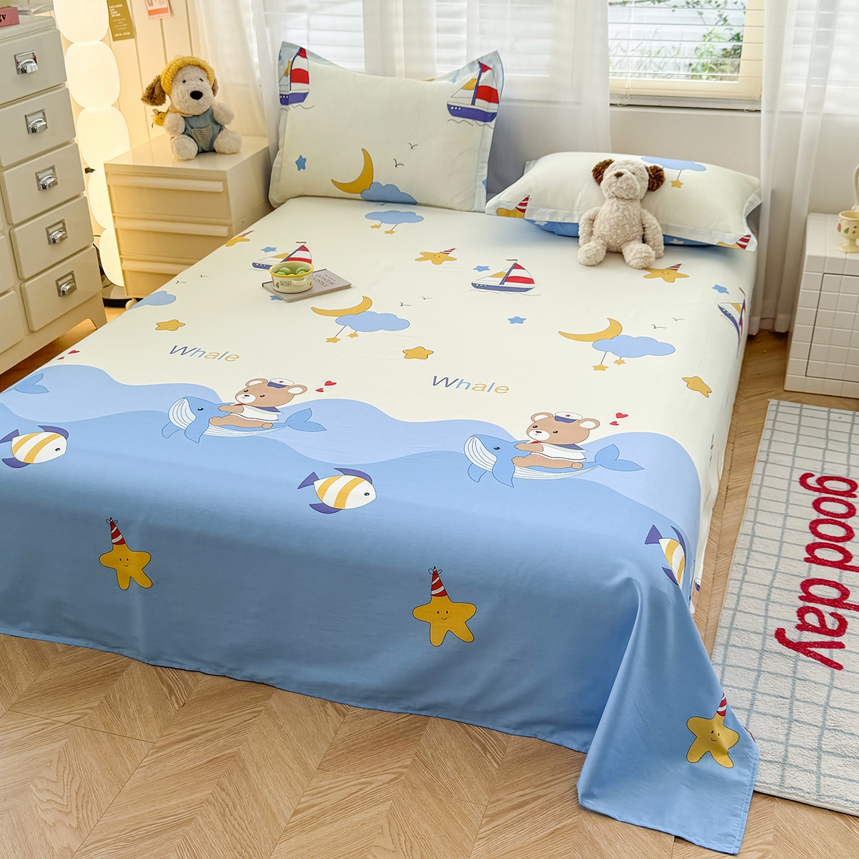 91家纺网 家纺一手货源 找家纺 尚帛 2026新款全棉品质喷气印花爆款四件套 多规格套件 单品系列-单被套 水上乐园