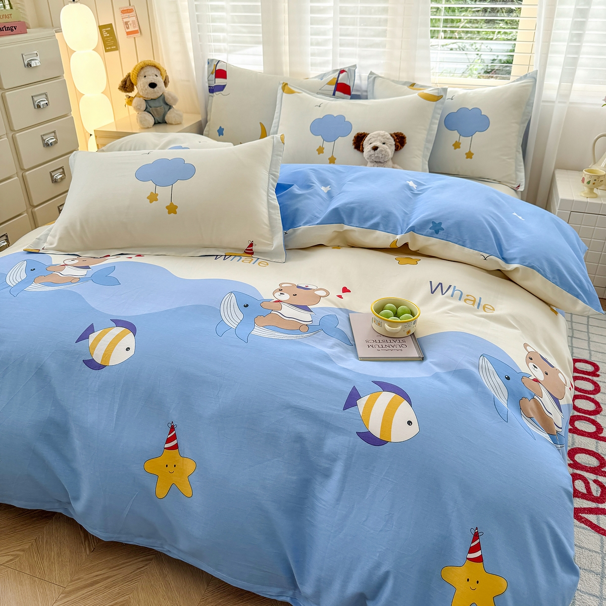 91家纺网 家纺一手货源 找家纺 尚帛 2026新款全棉品质喷气印花爆款四件套 多规格套件 单品系列-单被套 水上乐园