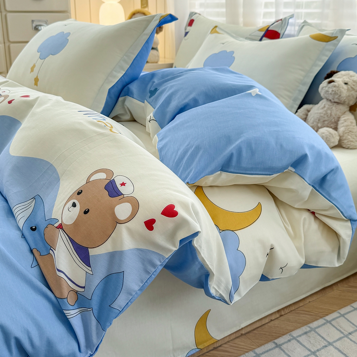 91家纺网 家纺一手货源 找家纺 尚帛 2026新款全棉品质喷气印花爆款四件套 多规格套件 单品系列-单被套 水上乐园