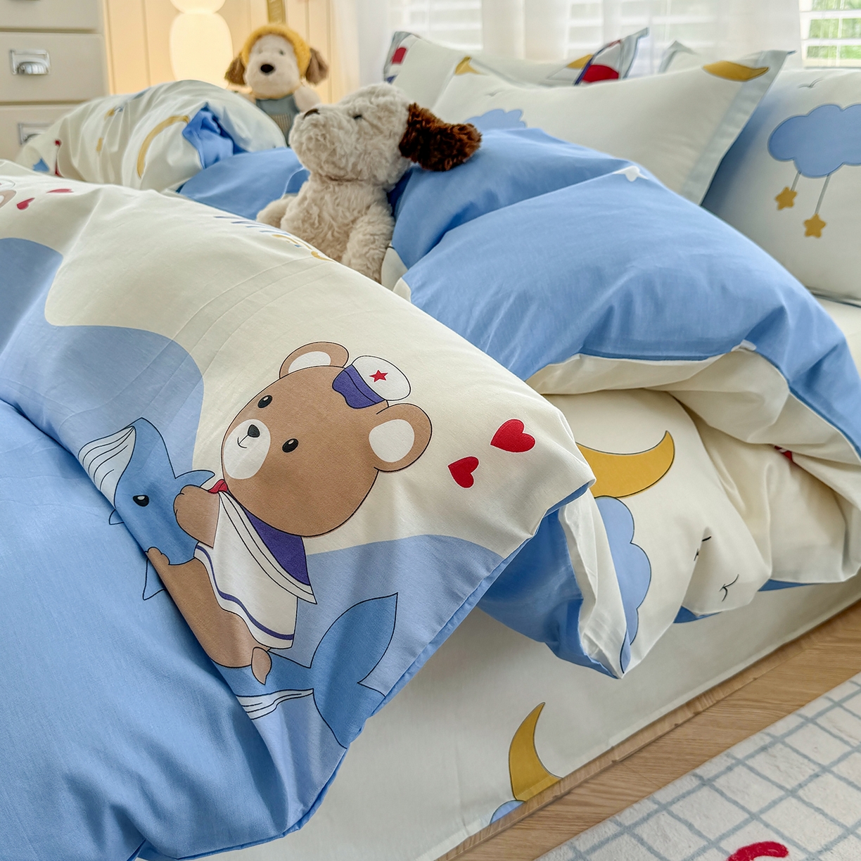 91家纺网 家纺一手货源 找家纺 尚帛 2026新款全棉品质喷气印花爆款四件套 多规格套件 单品系列-单被套 水上乐园