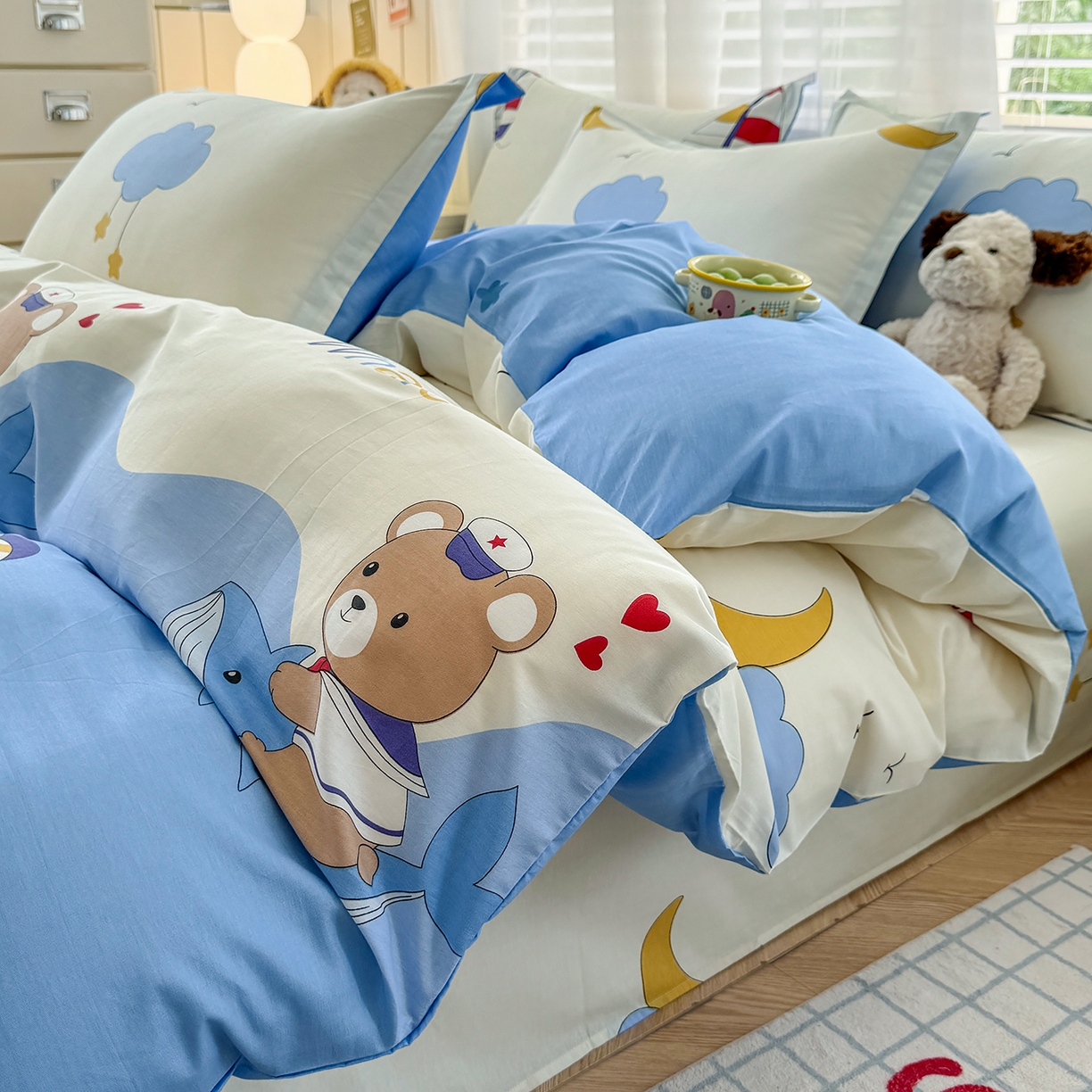 91家纺网 家纺一手货源 找家纺 尚帛 2026新款全棉品质喷气印花爆款四件套 多规格套件 单品系列-单被套 水上乐园