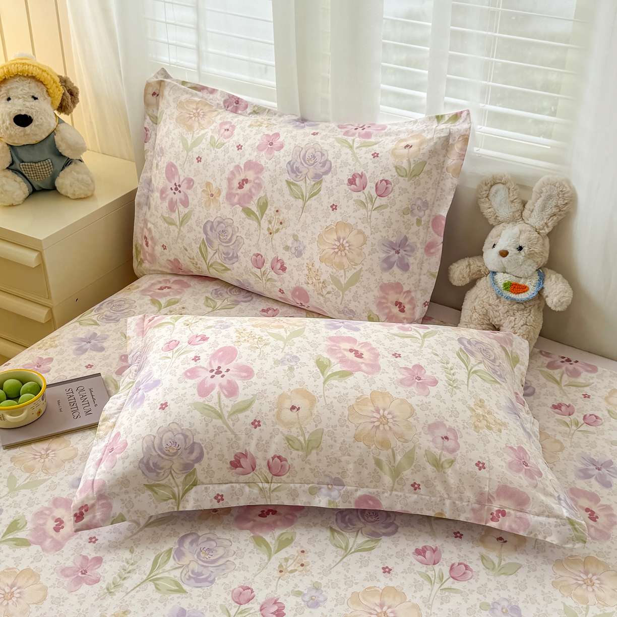 91家纺网 家纺一手货源 找家纺 尚帛 2026新款全棉品质喷气印花爆款四件套 多规格套件 单品系列-单被套 甜心花朵