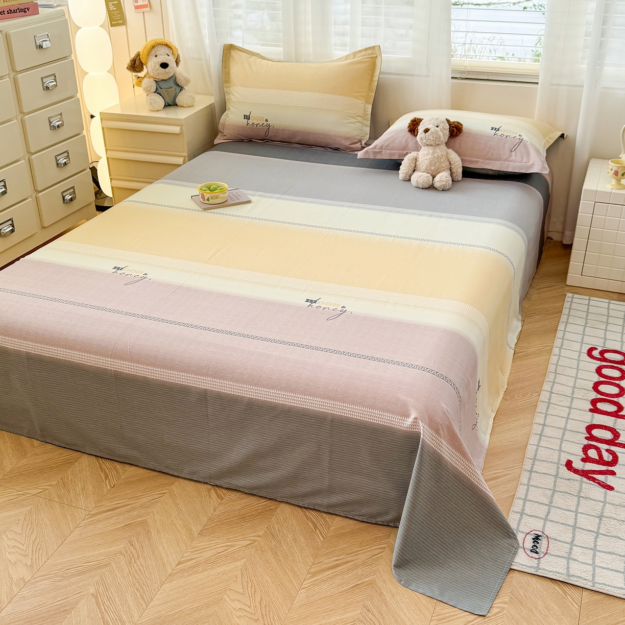 91家纺网 家纺一手货源 找家纺 尚帛 2026新款全棉品质喷气印花爆款四件套 多规格套件 单品系列-单被套 协奏曲-红