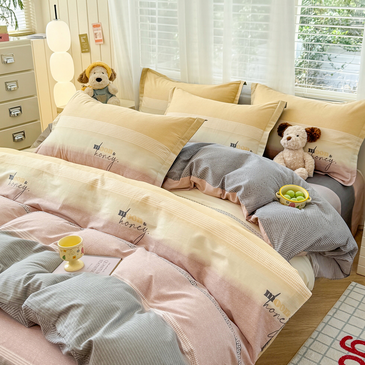 91家纺网 家纺一手货源 找家纺 尚帛 2026新款全棉品质喷气印花爆款四件套 多规格套件 单品系列-单被套 协奏曲-红