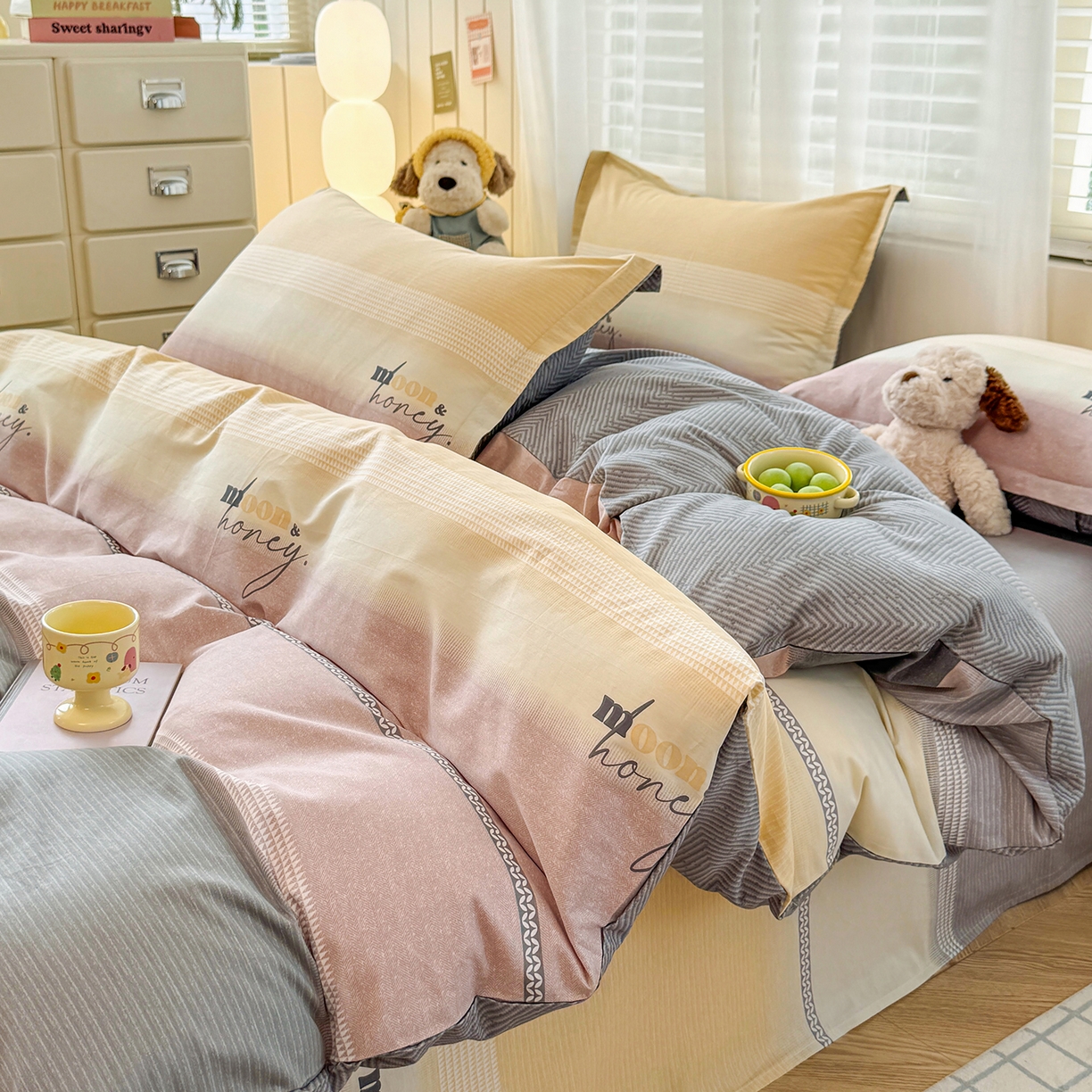 91家纺网 家纺一手货源 找家纺 尚帛 2026新款全棉品质喷气印花爆款四件套 多规格套件 单品系列-单被套 协奏曲-红