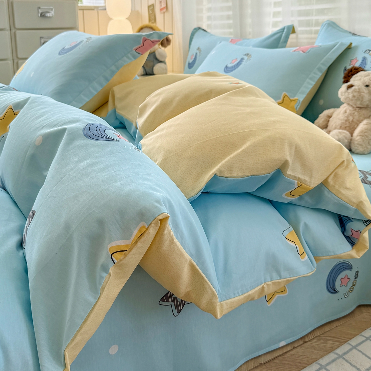 91家纺网 家纺一手货源 找家纺 尚帛 2026新款全棉品质喷气印花爆款四件套 多规格套件 单品系列-单被套 星梦想