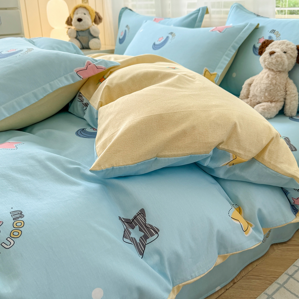 91家纺网 家纺一手货源 找家纺 尚帛 2026新款全棉品质喷气印花爆款四件套 多规格套件 单品系列-单被套 星梦想