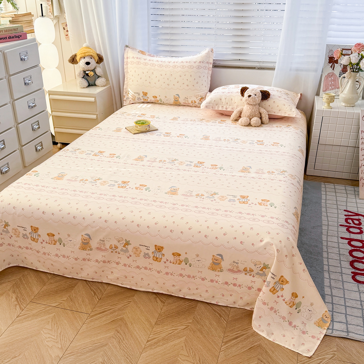 91家纺网 家纺一手货源 找家纺 尚帛 2026新款全棉品质喷气印花爆款四件套 多规格套件 单品系列-四件套 可颂日记