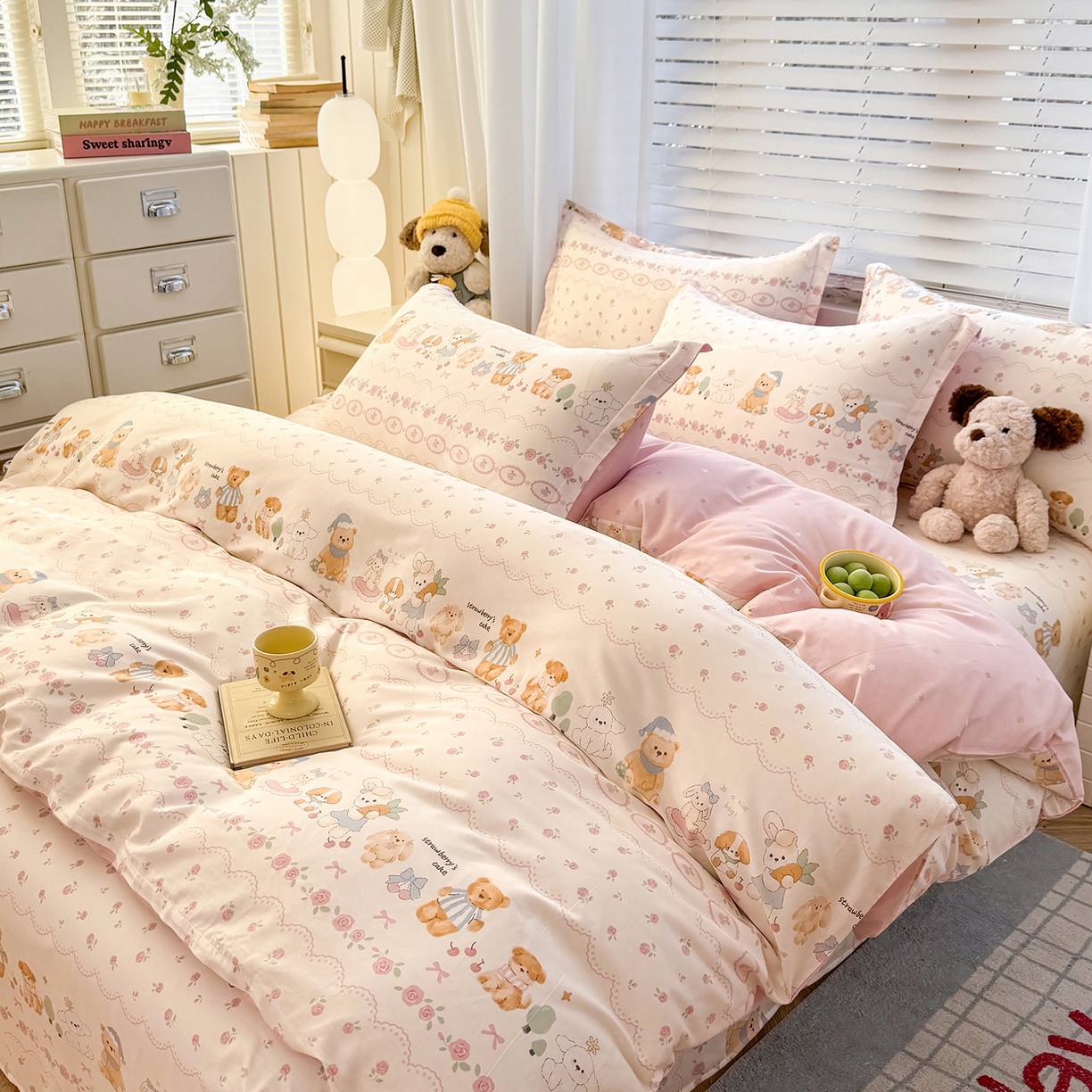 91家纺网 家纺一手货源 找家纺 尚帛 2026新款全棉品质喷气印花爆款四件套 多规格套件 单品系列-四件套 可颂日记