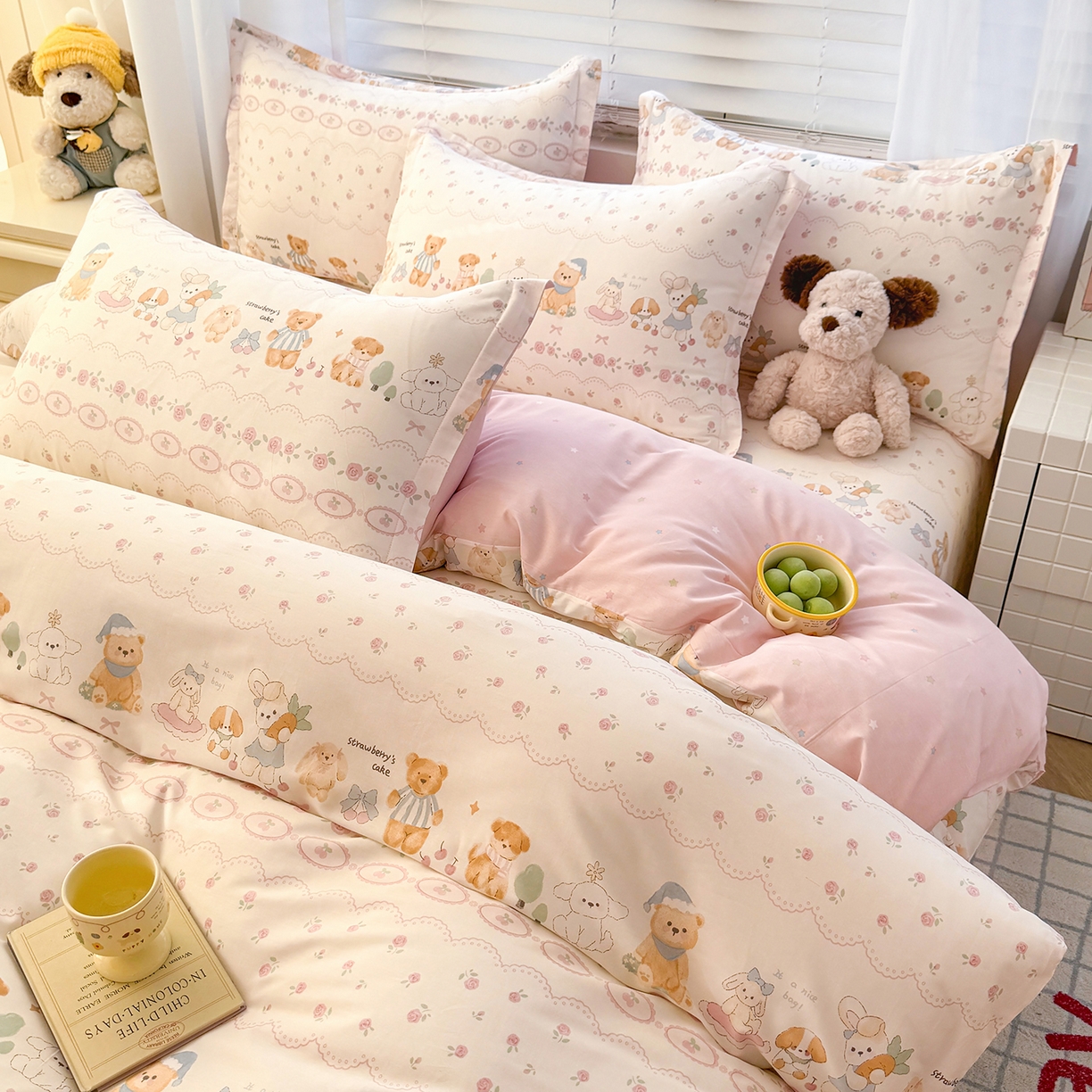 91家纺网 家纺一手货源 找家纺 尚帛 2026新款全棉品质喷气印花爆款四件套 多规格套件 单品系列-四件套 可颂日记