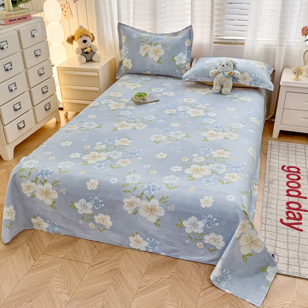 91家纺网 家纺一手货源 找家纺 尚帛 2026新款全棉品质喷气印花爆款四件套 多规格套件 单品系列-四件套 浅影