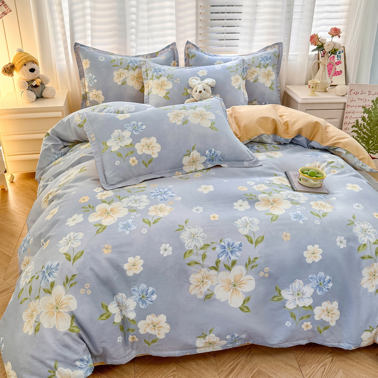 91家纺网 家纺一手货源 找家纺 尚帛 2026新款全棉品质喷气印花爆款四件套 多规格套件 单品系列-四件套 浅影