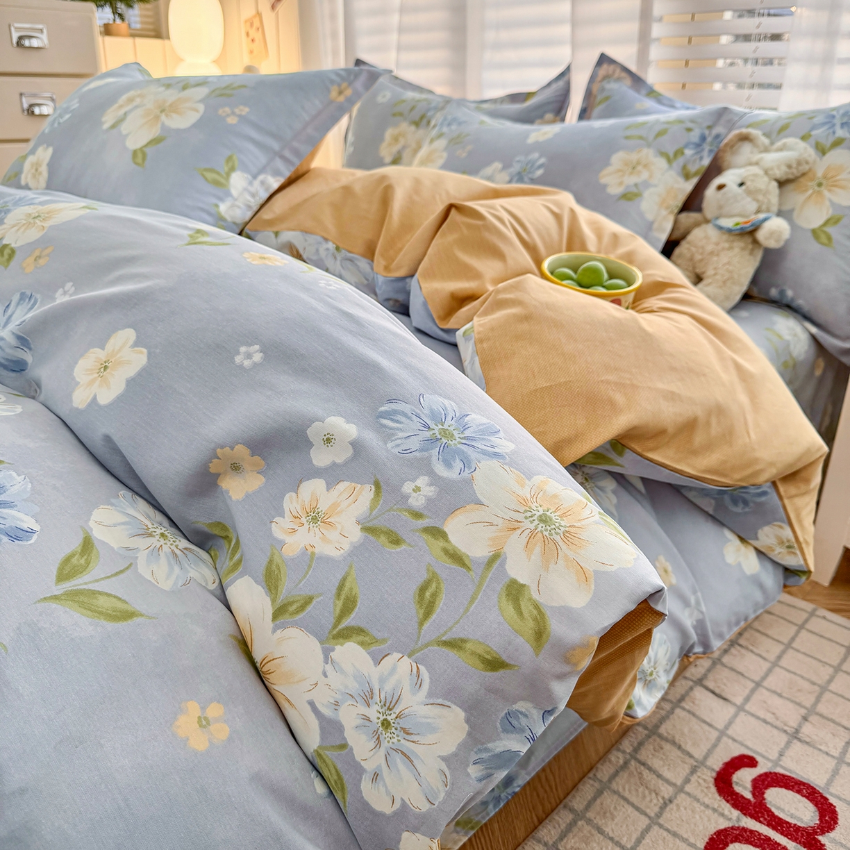 91家纺网 家纺一手货源 找家纺 尚帛 2026新款全棉品质喷气印花爆款四件套 多规格套件 单品系列-四件套 浅影