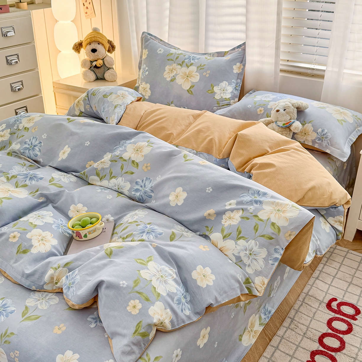 91家纺网 家纺一手货源 找家纺 尚帛 2026新款全棉品质喷气印花爆款四件套 多规格套件 单品系列-四件套 浅影