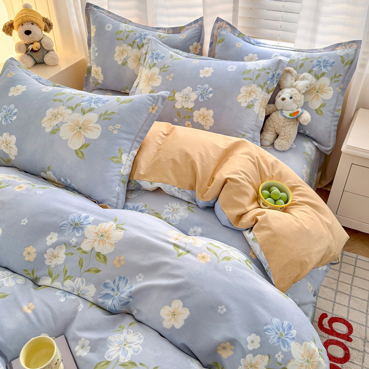 91家纺网 家纺一手货源 找家纺 尚帛 2026新款全棉品质喷气印花爆款四件套 多规格套件 单品系列-四件套 浅影