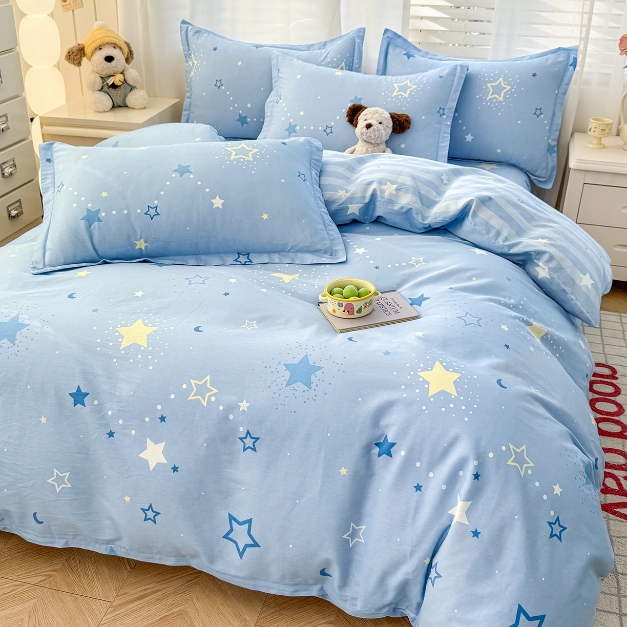 91家纺网 家纺一手货源 找家纺 尚帛 2026新款全棉品质喷气印花爆款四件套 多规格套件 单品系列-四件套 五星集