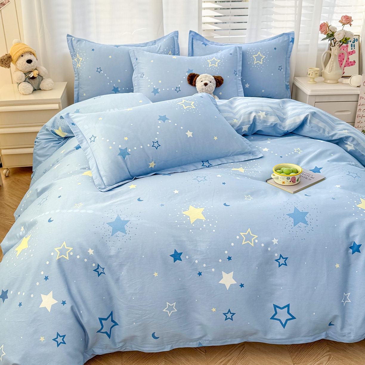 91家纺网 家纺一手货源 找家纺 尚帛 2026新款全棉品质喷气印花爆款四件套 多规格套件 单品系列-四件套 五星集