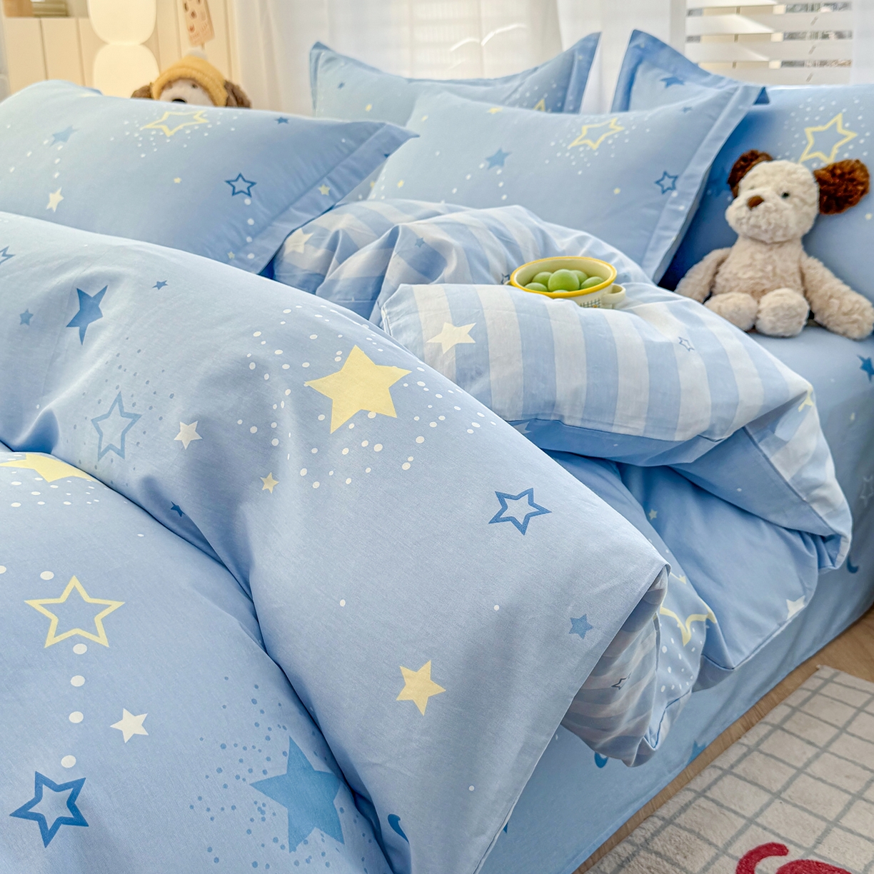 91家纺网 家纺一手货源 找家纺 尚帛 2026新款全棉品质喷气印花爆款四件套 多规格套件 单品系列-四件套 五星集