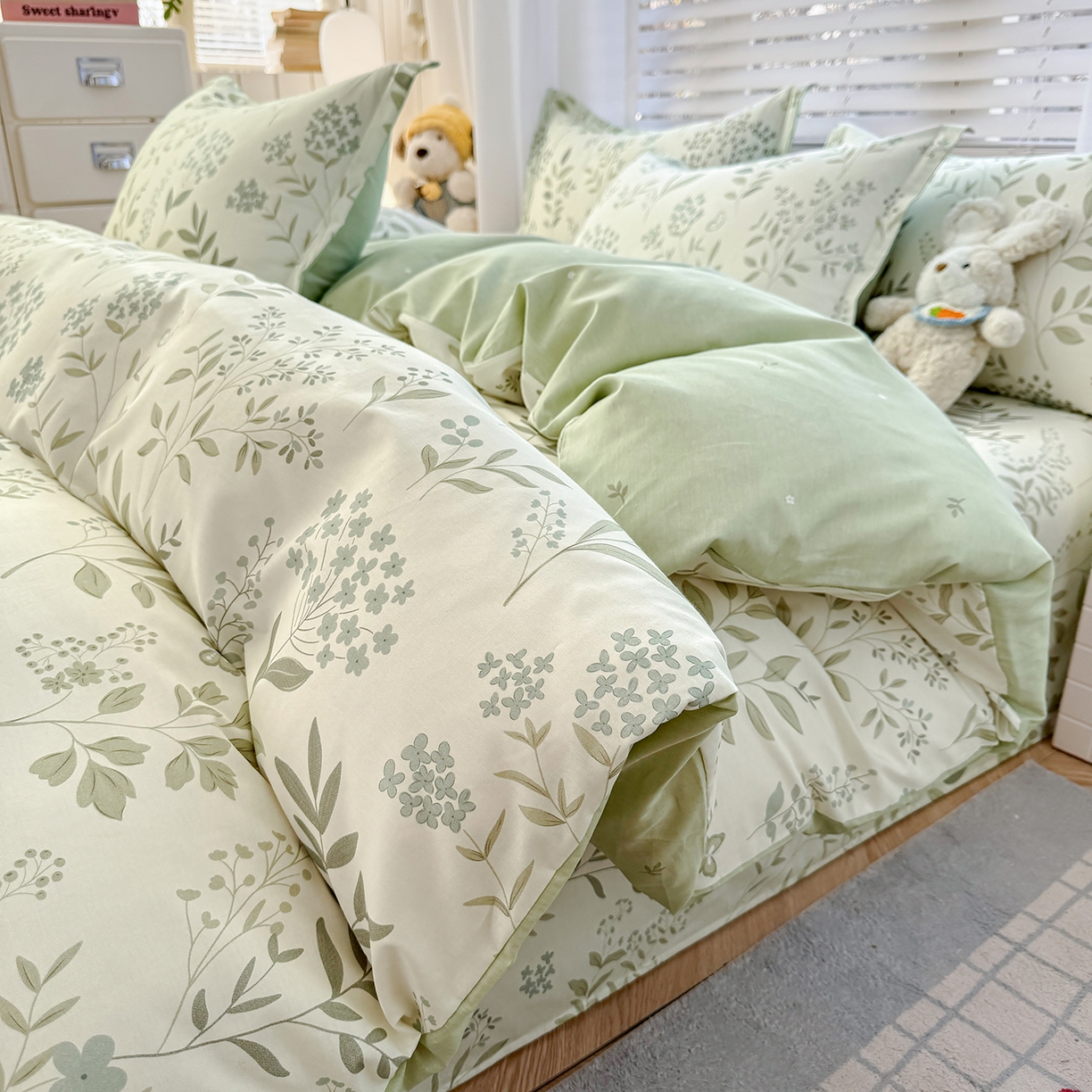 尚帛 2026新款全棉品质喷气印花爆款四件套 多规格套件 单品系列-四件套 叶之恋