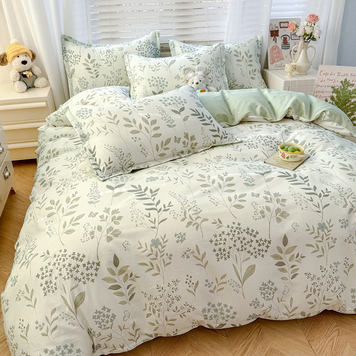 91家纺网 家纺一手货源 找家纺 尚帛 2026新款全棉品质喷气印花爆款四件套 多规格套件 单品系列-四件套 叶之恋