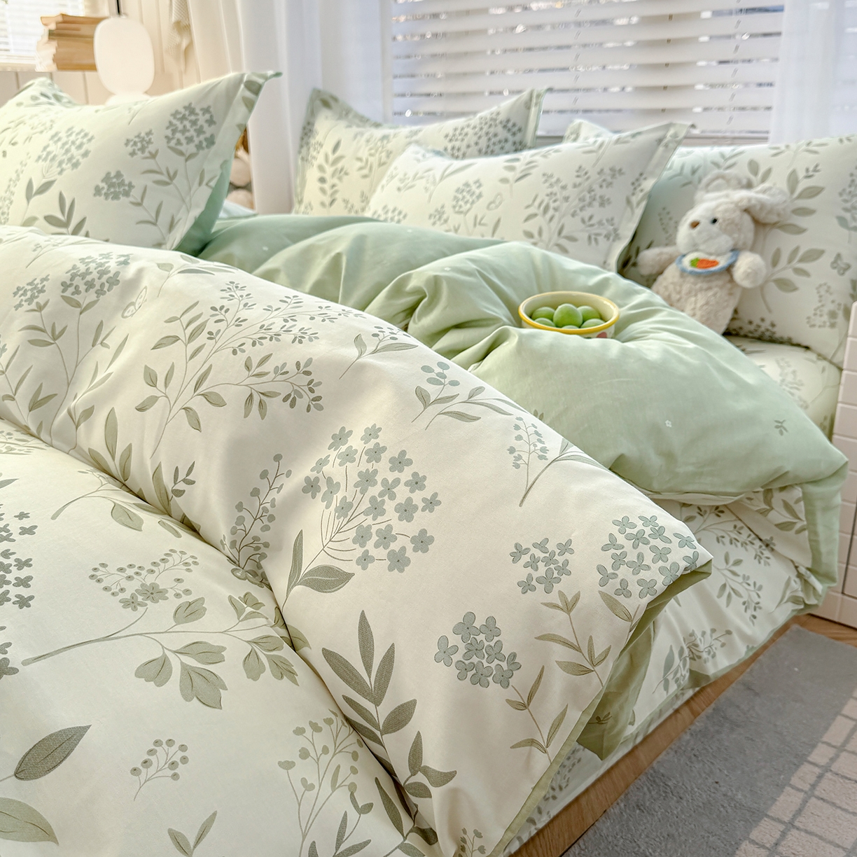 91家纺网 家纺一手货源 找家纺 尚帛 2026新款全棉品质喷气印花爆款四件套 多规格套件 单品系列-四件套 叶之恋