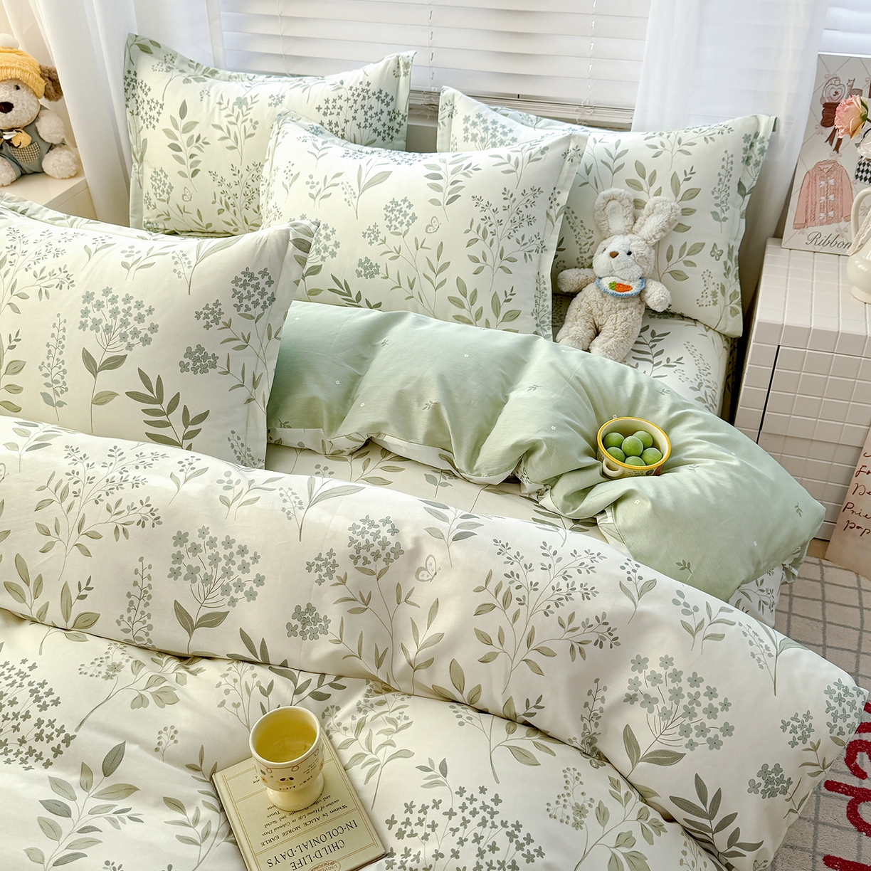 91家纺网 家纺一手货源 找家纺 尚帛 2026新款全棉品质喷气印花爆款四件套 多规格套件 单品系列-四件套 叶之恋