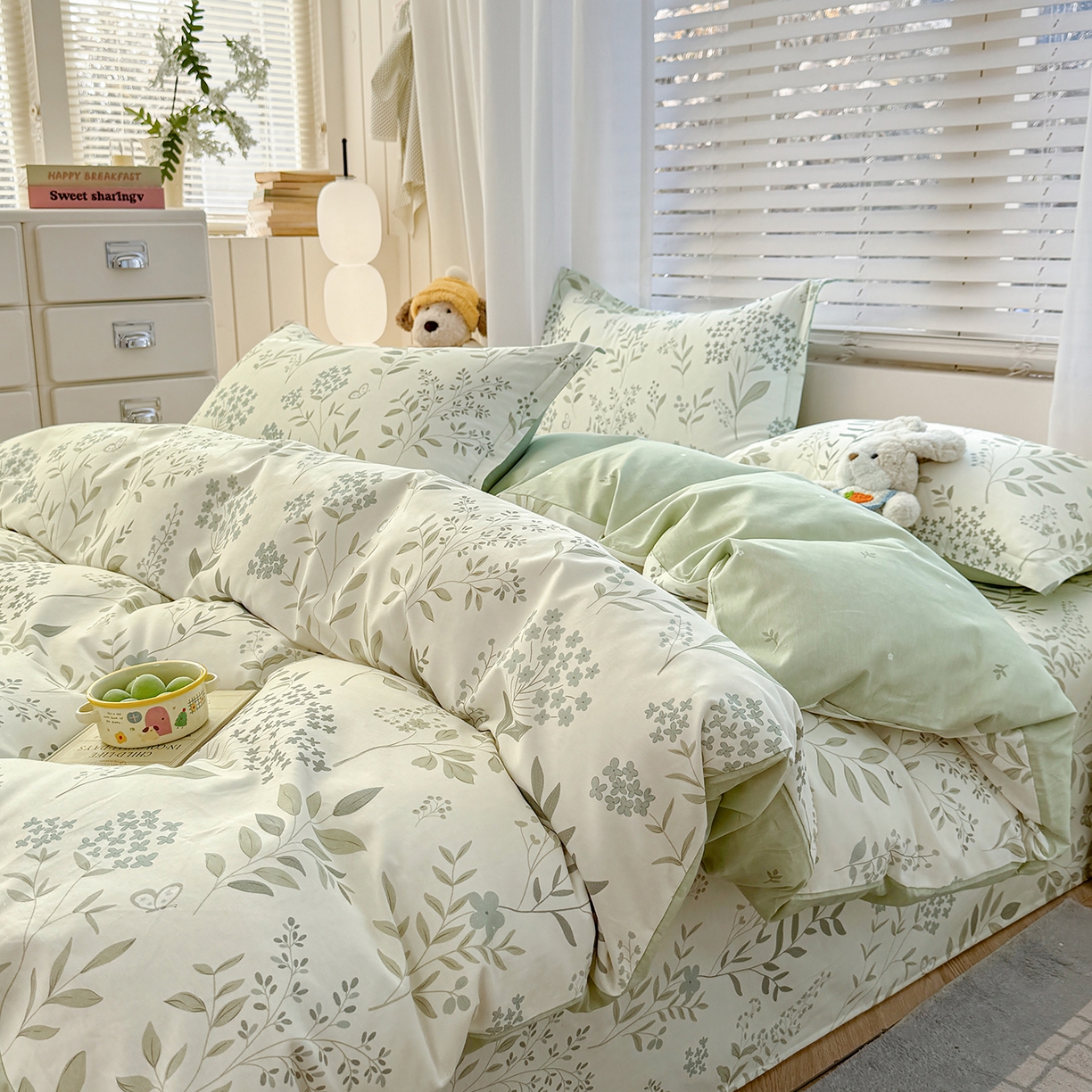 91家纺网 家纺一手货源 找家纺 尚帛 2026新款全棉品质喷气印花爆款四件套 多规格套件 单品系列-四件套 叶之恋