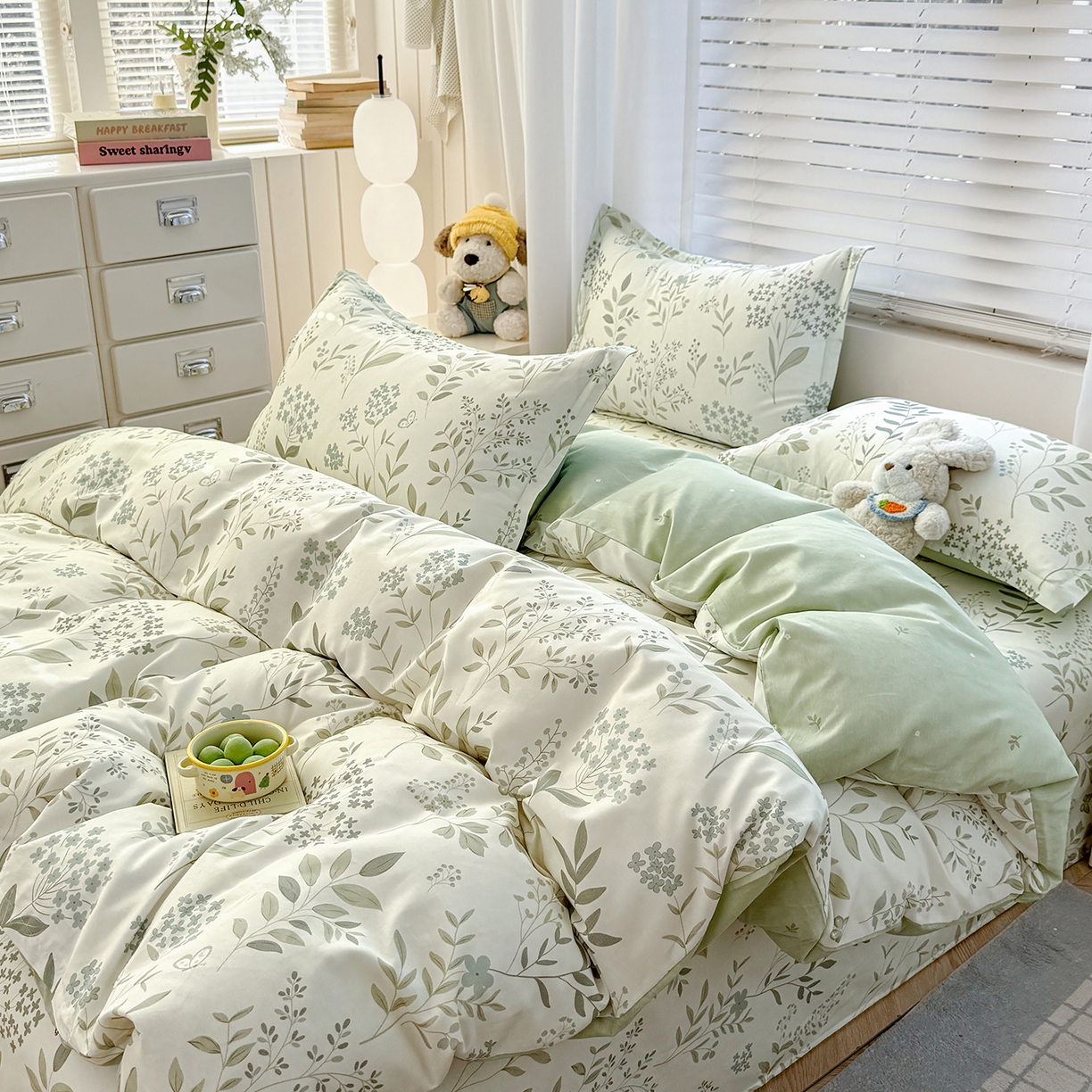 91家纺网 家纺一手货源 找家纺 尚帛 2026新款全棉品质喷气印花爆款四件套 多规格套件 单品系列-四件套 叶之恋