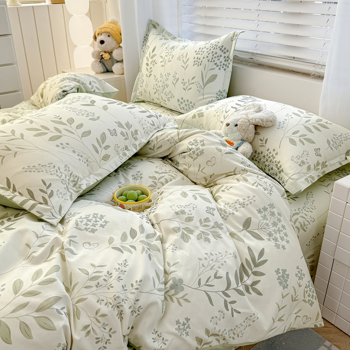 91家纺网 家纺一手货源 找家纺 尚帛 2026新款全棉品质喷气印花爆款四件套 多规格套件 单品系列-四件套 叶之恋