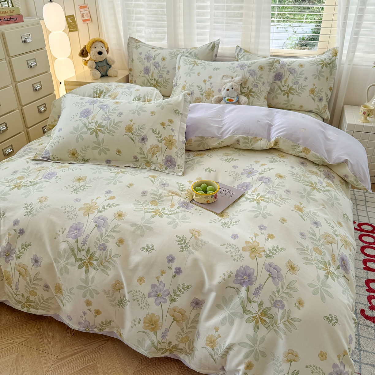 91家纺网 家纺一手货源 找家纺 尚帛 2026新款全棉品质喷气印花爆款四件套 多规格套件 单品系列-四件套 爱的花海