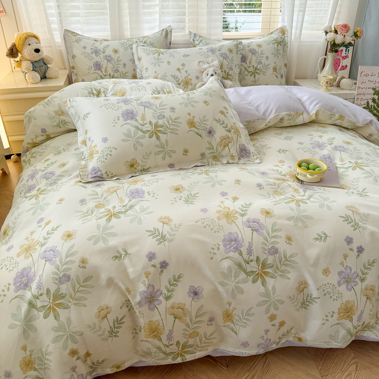 91家纺网 家纺一手货源 找家纺 尚帛 2026新款全棉品质喷气印花爆款四件套 多规格套件 单品系列-四件套 爱的花海